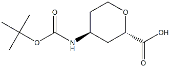 trans-4-{[(tert-butoxy)carbonyl]amino}oxane-2-carboxylic acid Struktur