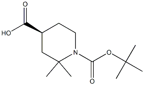 (S)-1-(tert-butoxycarbonyl)-2,2-dimethylpiperidine-4-carboxylic acid 化学構造式