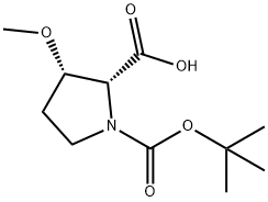 (2R,3S)-1-(tert-butoxycarbonyl)-3-methoxypyrrolidine-2-carboxylic acid, 2165699-77-2, 结构式