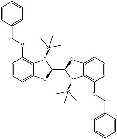 (2S,2'S,3S,3'S)-3,3'-Bis(tert-butyl)-2,2',3,3'-tetrahydro-4,4'-bis(phenylmethoxy)-2,2'-bi-1,3-benzoxaphosphole 化学構造式