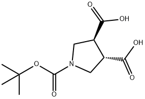 (3S,4S)-1-Boc-pyrrolidine-3,4-dicarboxylic Acid 化学構造式