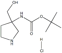 tert-butyl N-[3-(hydroxymethyl)pyrrolidin-3-yl]carbamate hydrochloride Structure