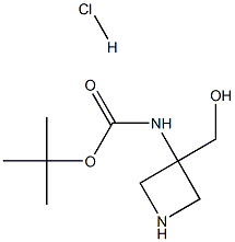 tert-Butyl (3-(hydroxymethyl)azetidin-3-yl)carbamate hydrochloride 化学構造式