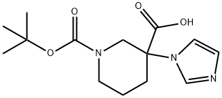 1-(tert-butoxycarbonyl)-3-(1H-imidazol-1-yl)piperidine-3-carboxylic acid* Structure