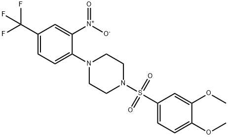 1-[(3,4-dimethoxyphenyl)sulfonyl]-4-[2-nitro-4-(trifluoromethyl)phenyl]piperazine Struktur