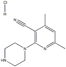 4,6-Dimethyl-2-piperazin-1-yl-nicotinonitrile hydrochloride 结构式