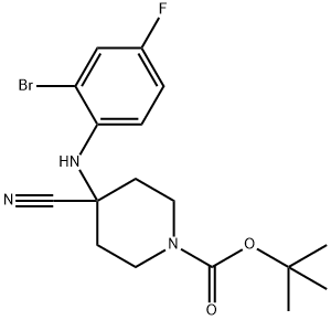 叔-丁基 4-((2-溴-4-氟苯基)氨基)-4-氰基哌啶-1-甲酸基酯, 2204141-39-7, 结构式