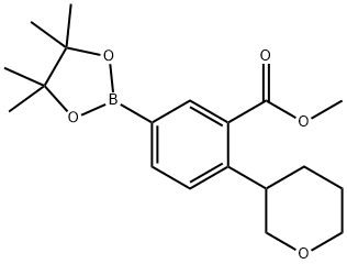 methyl 2-(tetrahydro-2H-pyran-3-yl)-5-(4,4,5,5-tetramethyl-1,3,2-dioxaborolan-2-yl)benzoate Structure