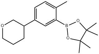 4,4,5,5-tetramethyl-2-(2-methyl-5-(tetrahydro-2H-pyran-3-yl)phenyl)-1,3,2-dioxaborolane Struktur