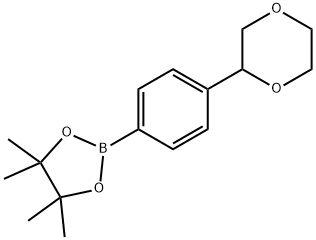 2-(4-(1,4-dioxan-2-yl)phenyl)-4,4,5,5-tetramethyl-1,3,2-dioxaborolane 化学構造式