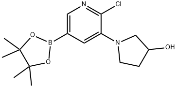 6-Chloro-5-(3-hydroxypyrrolidin-1-yl)pyridine-3-boronic acid pinacol ester Structure