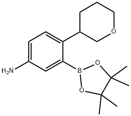 4-(tetrahydro-2H-pyran-3-yl)-3-(4,4,5,5-tetramethyl-1,3,2-dioxaborolan-2-yl)aniline Structure