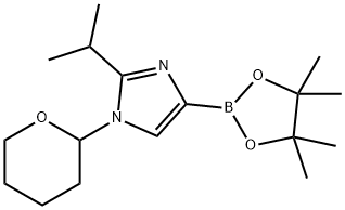 2-isopropyl-1-(tetrahydro-2H-pyran-2-yl)-4-(4,4,5,5-tetramethyl-1,3,2-dioxaborolan-2-yl)-1H-imidazole Struktur