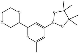 2-(1,4-dioxan-2-yl)-6-methyl-4-(4,4,5,5-tetramethyl-1,3,2-dioxaborolan-2-yl)pyridine Structure