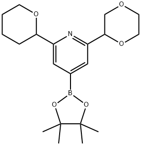 2-(Oxan-2-yl)-6-(1,4-dioxan-2-yl)pyridine-4-boronic acid pinacol ester Struktur