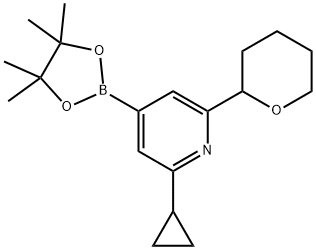 2-cyclopropyl-6-(tetrahydro-2H-pyran-2-yl)-4-(4,4,5,5-tetramethyl-1,3,2-dioxaborolan-2-yl)pyridine Struktur