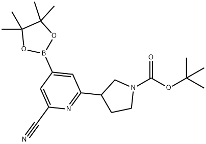 2-Cyano-6-(N-Boc-Pyrrolidin-3-yl)pyridine-4-boronic acid pinacol ester 结构式