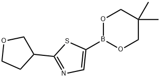 2-(Oxolan-3-yl)thiazole-5-boronic acid neopentylglycol ester 结构式