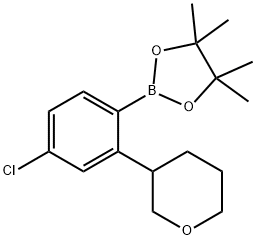 2-(4-chloro-2-(tetrahydro-2H-pyran-3-yl)phenyl)-4,4,5,5-tetramethyl-1,3,2-dioxaborolane 化学構造式