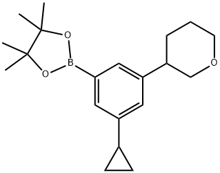 2-(3-cyclopropyl-5-(tetrahydro-2H-pyran-3-yl)phenyl)-4,4,5,5-tetramethyl-1,3,2-dioxaborolane 结构式