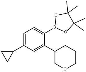 2-(4-cyclopropyl-2-(tetrahydro-2H-pyran-3-yl)phenyl)-4,4,5,5-tetramethyl-1,3,2-dioxaborolane 结构式