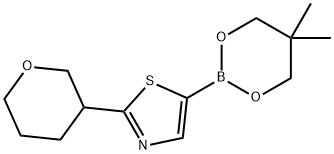 2-(Oxan-3-yl)thiazole-5-boronic acid neopentylglycol ester Struktur