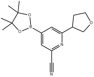 2-Cyano-6-(3-tetrahydrofuranyl)pyridine-4-boronic acid pinacol ester Structure