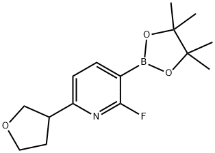 2-fluoro-6-(tetrahydrofuran-3-yl)-3-(4,4,5,5-tetramethyl-1,3,2-dioxaborolan-2-yl)pyridine Struktur