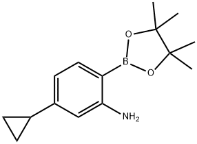 5-cyclopropyl-2-(4,4,5,5-tetramethyl-1,3,2-dioxaborolan-2-yl)aniline Struktur
