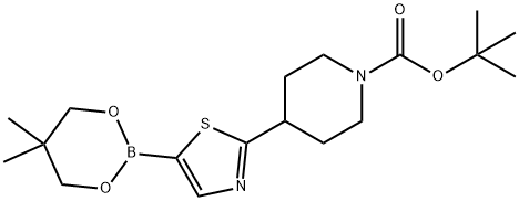 2-(N-Boc-Piperidin-4-yl)thiazole-5-boronic acid neopentylglycol ester Struktur