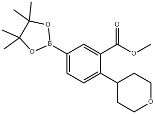 methyl 2-(tetrahydro-2H-pyran-4-yl)-5-(4,4,5,5-tetramethyl-1,3,2-dioxaborolan-2-yl)benzoate Structure