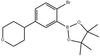 2-(2-bromo-5-(tetrahydro-2H-pyran-4-yl)phenyl)-4,4,5,5-tetramethyl-1,3,2-dioxaborolane Structure