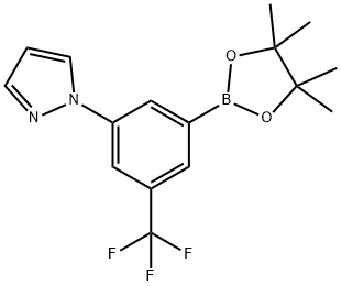 1-(3-(4,4,5,5-tetramethyl-1,3,2-dioxaborolan-2-yl)-5-(trifluoromethyl)phenyl)-1H-pyrazole Struktur
