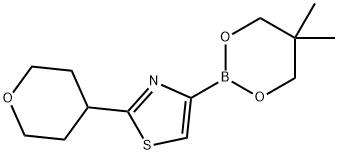2-(Oxan-4-yl)thiazole-4-boronic acid neopentylglycol ester Struktur