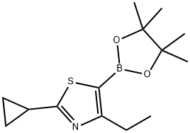 4-Ethyl-2-(cyclopropyl)thiazole-5-boronic acid pinacol ester 化学構造式