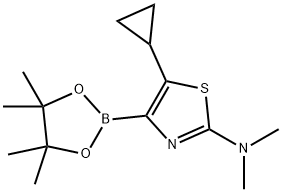 5-Cyclopropyl-2-(dimethylamino)thiazole-4-boronic acid pinacol ester,2223036-79-9,结构式