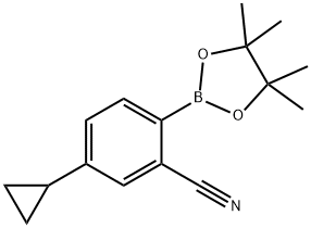 5-cyclopropyl-2-(4,4,5,5-tetramethyl-1,3,2-dioxaborolan-2-yl)benzonitrile 化学構造式