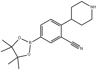 2-(piperidin-4-yl)-5-(4,4,5,5-tetramethyl-1,3,2-dioxaborolan-2-yl)benzonitrile Struktur