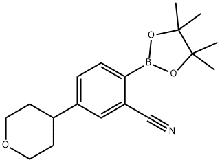 5-(tetrahydro-2H-pyran-4-yl)-2-(4,4,5,5-tetramethyl-1,3,2-dioxaborolan-2-yl)benzonitrile, 2223040-82-0, 结构式