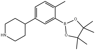4-(4-methyl-3-(4,4,5,5-tetramethyl-1,3,2-dioxaborolan-2-yl)phenyl)piperidine Struktur