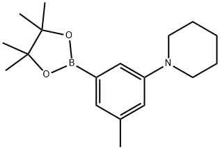 1-(3-methyl-5-(4,4,5,5-tetramethyl-1,3,2-dioxaborolan-2-yl)phenyl)piperidine 结构式