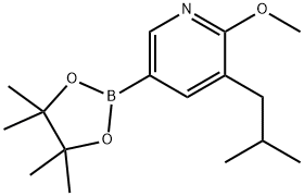 5-(iso-Butyl)-6-methoxypyridine-3-boronic acid pinacol ester 化学構造式