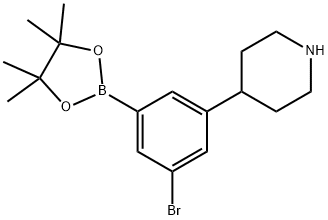 4-(3-bromo-5-(4,4,5,5-tetramethyl-1,3,2-dioxaborolan-2-yl)phenyl)piperidine,2223042-16-6,结构式