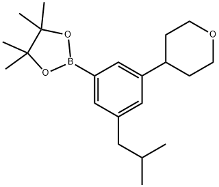3-(Oxan-4-yl)-5-(iso-butyl)phenylboronic acid pinacol ester Struktur