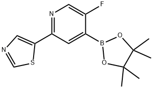 5-Fluoro-2-(thiazol-5-yl)pyridine-4-boronic acid pinacol ester 化学構造式