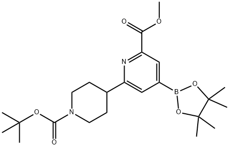 methyl 6-(1-(tert-butoxycarbonyl)piperidin-4-yl)-4-(4,4,5,5-tetramethyl-1,3,2-dioxaborolan-2-yl)picolinate 结构式