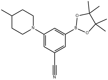 3-(4-methylpiperidin-1-yl)-5-(4,4,5,5-tetramethyl-1,3,2-dioxaborolan-2-yl)benzonitrile Structure