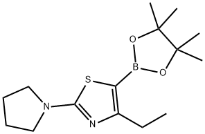 4-Ethyl-2-(pyrrolidino)thiazole-5-boronic acid pinacol ester 化学構造式