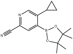 5-Cyclopropyl-2-cyanopyridine-4-boronic acid pinacol ester 化学構造式