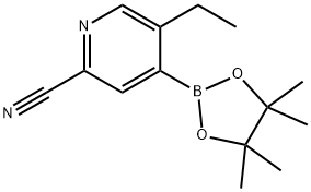 5-Ethyl-2-cyanopyridine-4-boronic acid pinacol ester 化学構造式